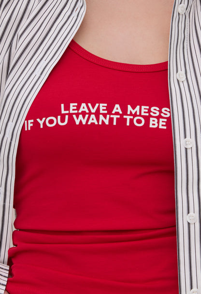 BE OM Жіноча червона майка LEAVE A MESSAGE