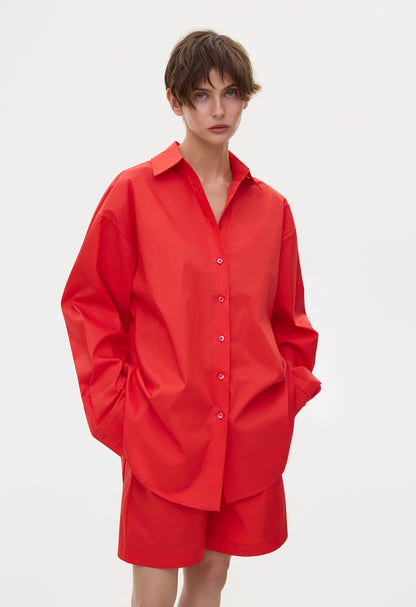 BE OM Жіноча oversize сорочка червона