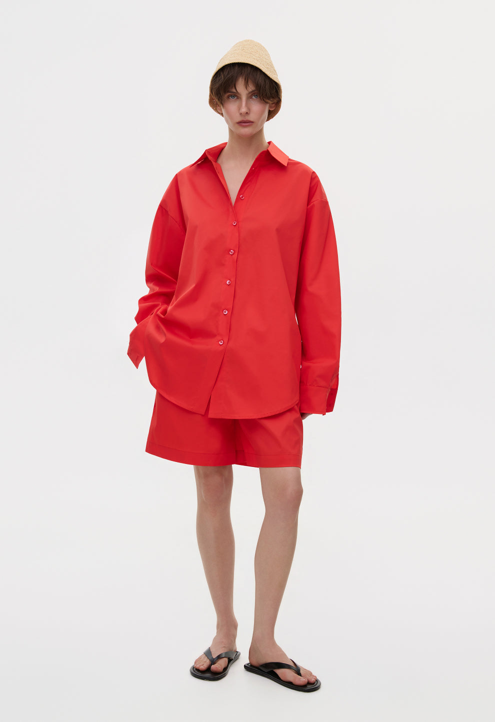 BE OM Жіноча oversize сорочка червона