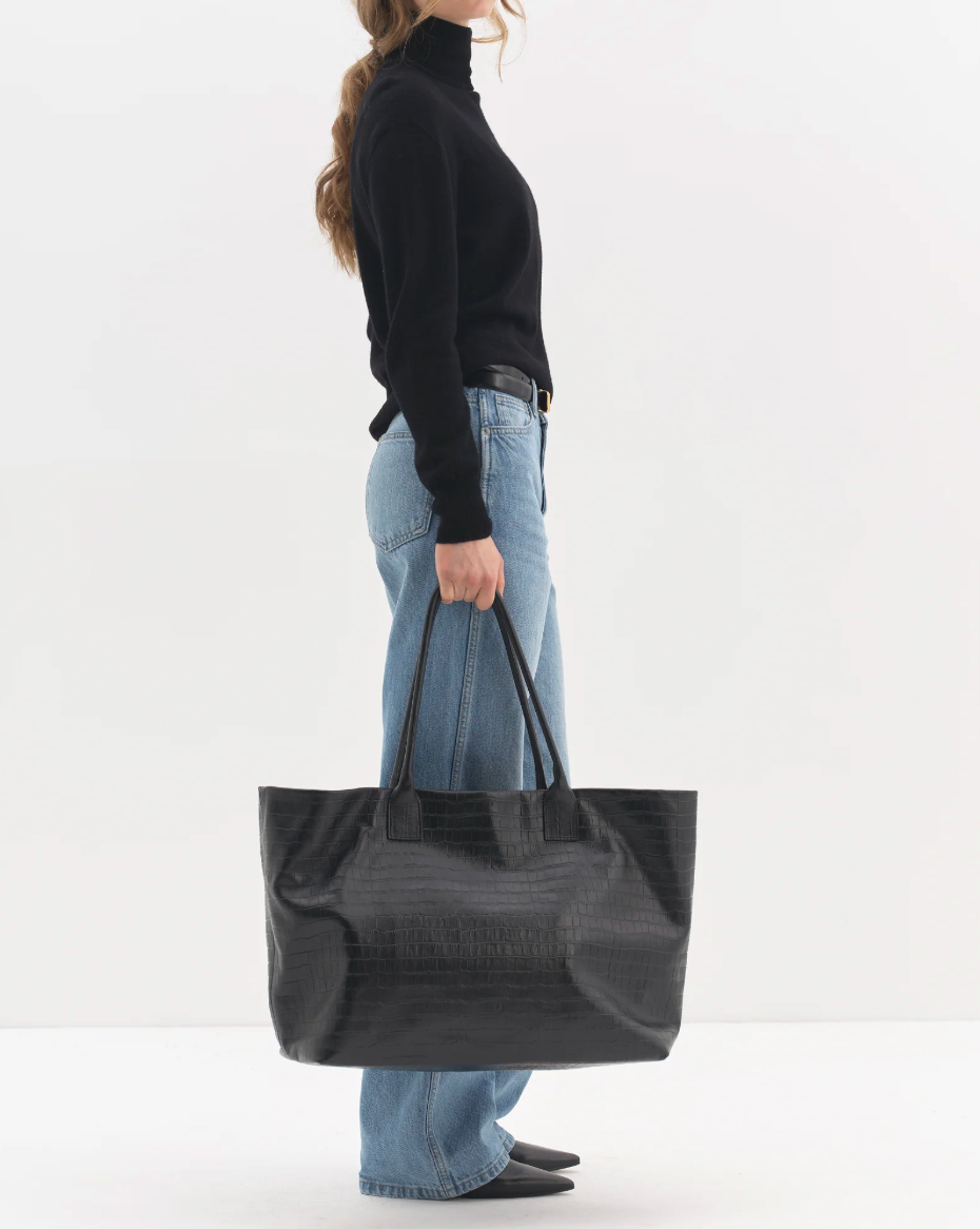NUKOT TOTE CROCO BLACK