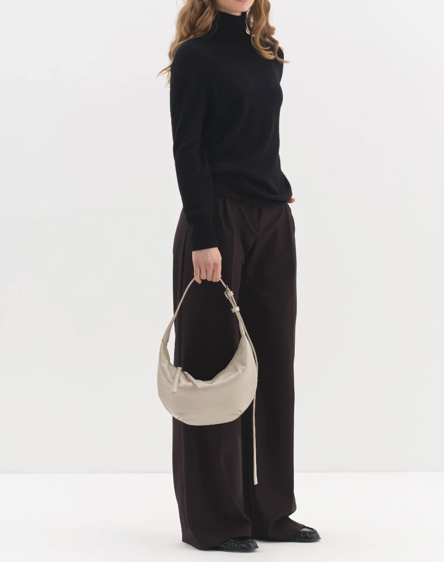 NUKOT HOBO DROP MINI CROCO CREAM