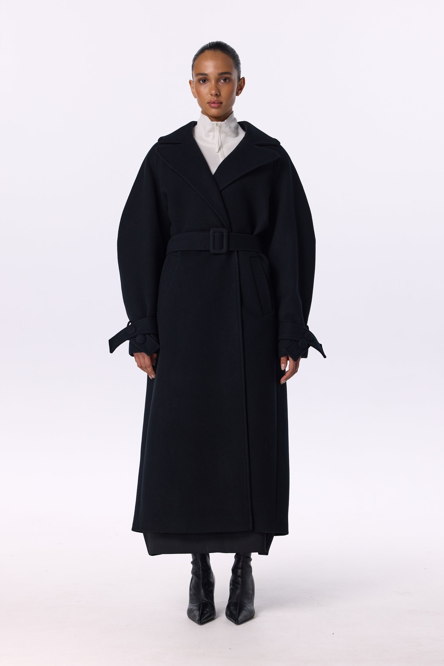 BAZHANE ПАЛЬТО МАКСІ ЗІ СПУЩЕНИМ РУКАВОМ