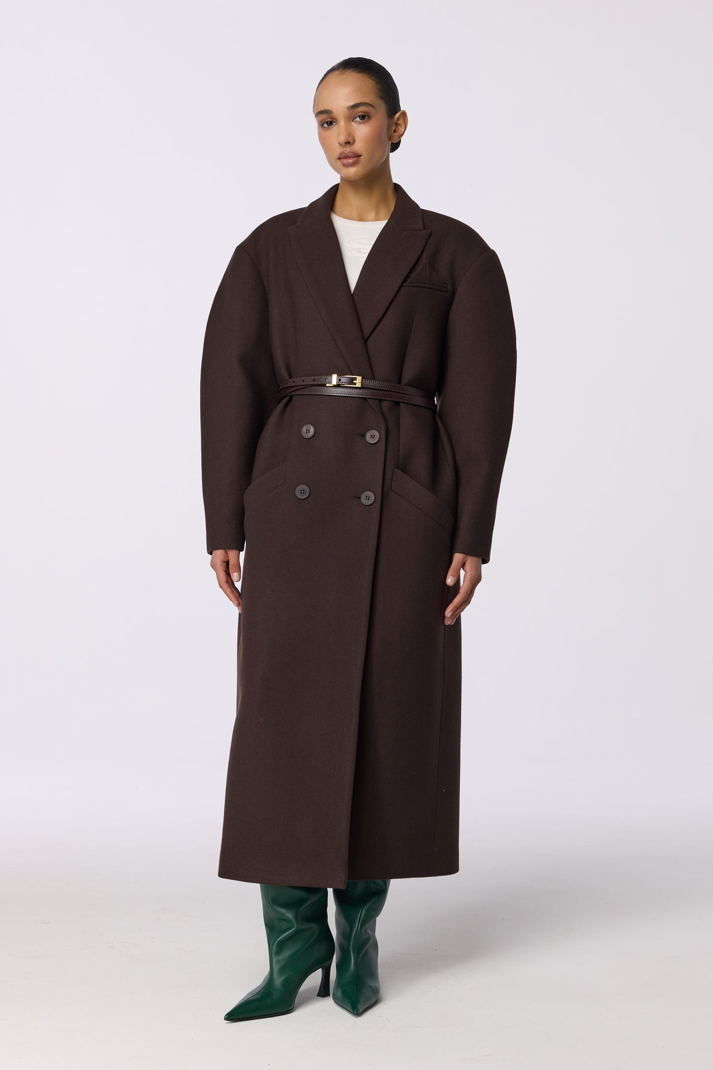 BAZHANE ДВОБОРТНЕ ПАЛЬТО З АКЦЕНТНИМ ПЛЕЧЕМ