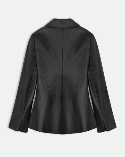 Силуетна сорочка SAGE з гладкої екошкіри, чорна