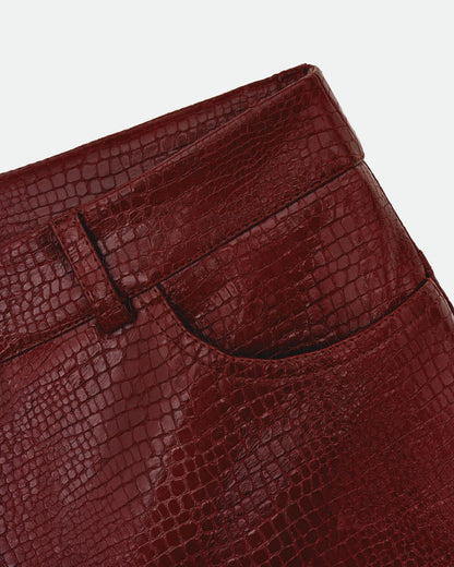 COOSH ШТАНИ З ФАКТУРНОЇ ЕКОШКІРИ, бордові