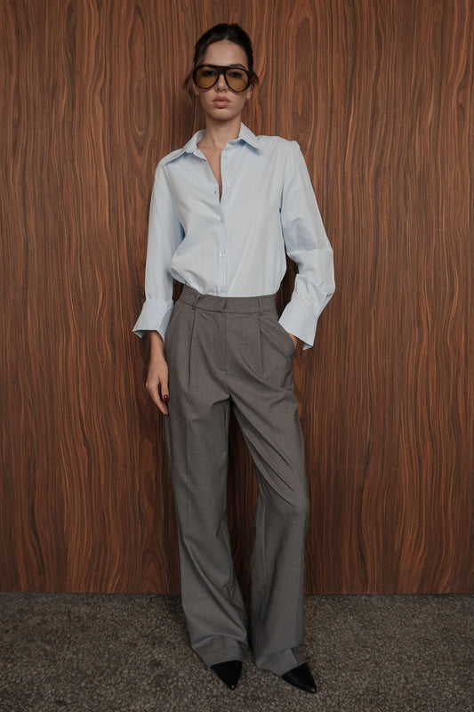 THE LACE Жiночi брюки вовняні палаццо темно-сірі