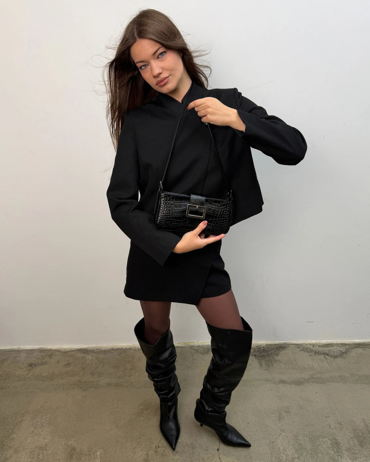 NUKOT BAGUETTE MINI CROCO BLACK