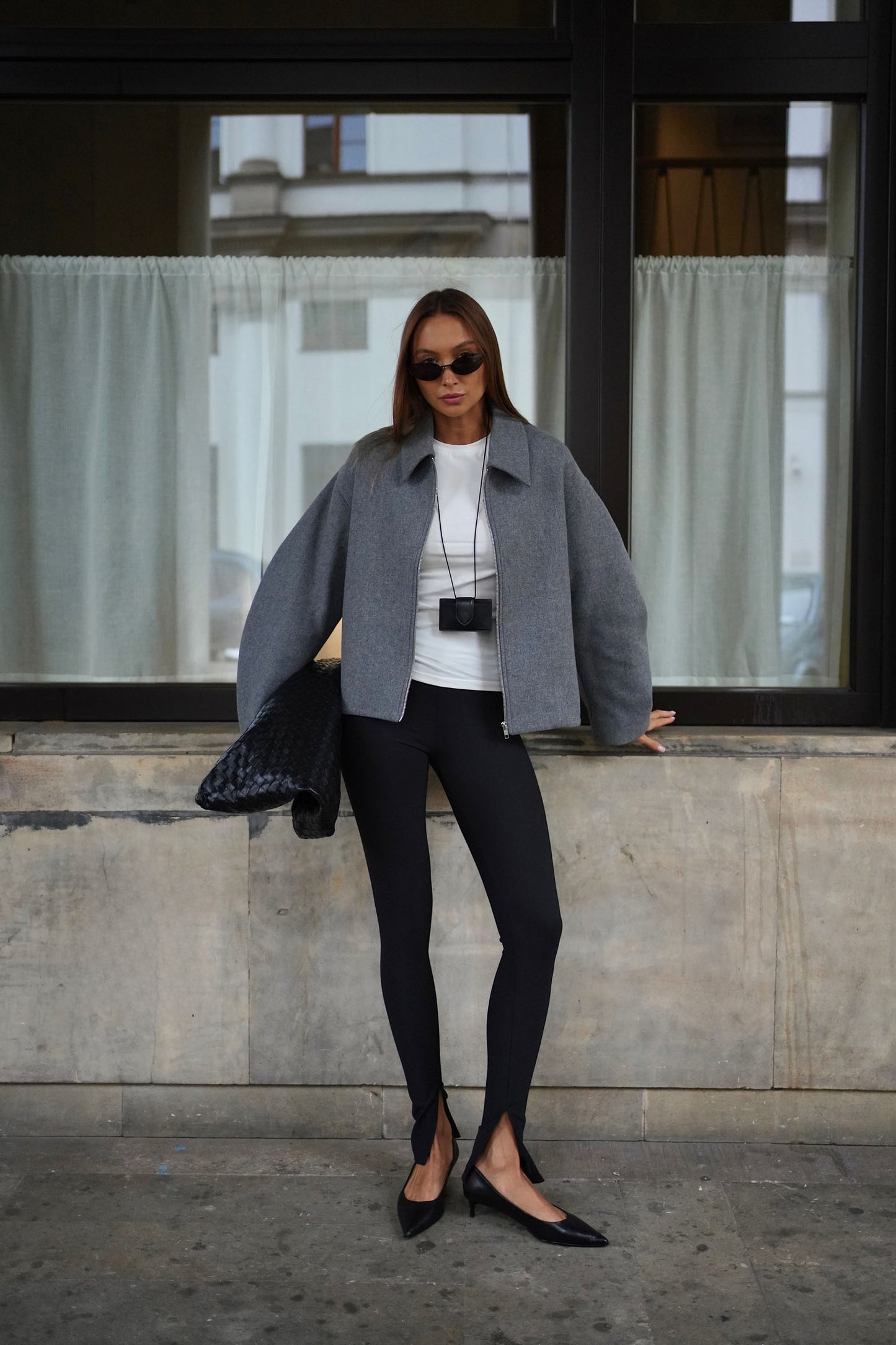 THE LACE Жiночий бомбер вовняний сірий