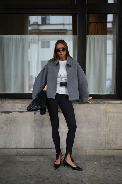 THE LACE Жiночий бомбер вовняний сірий