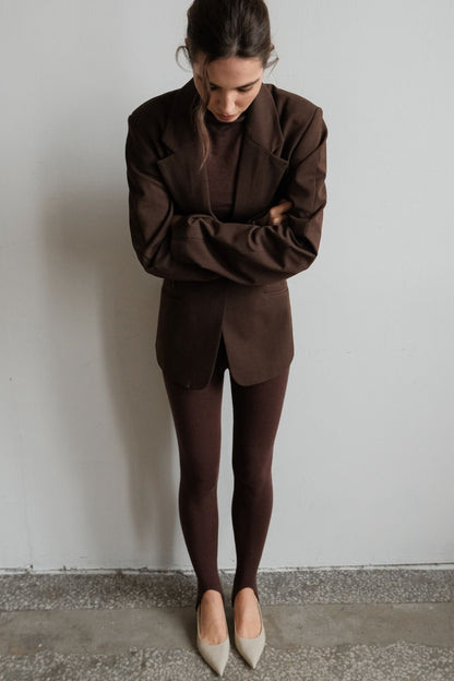 THE LACE Жiночi легінси трикотажні зі штрипками шоколадні