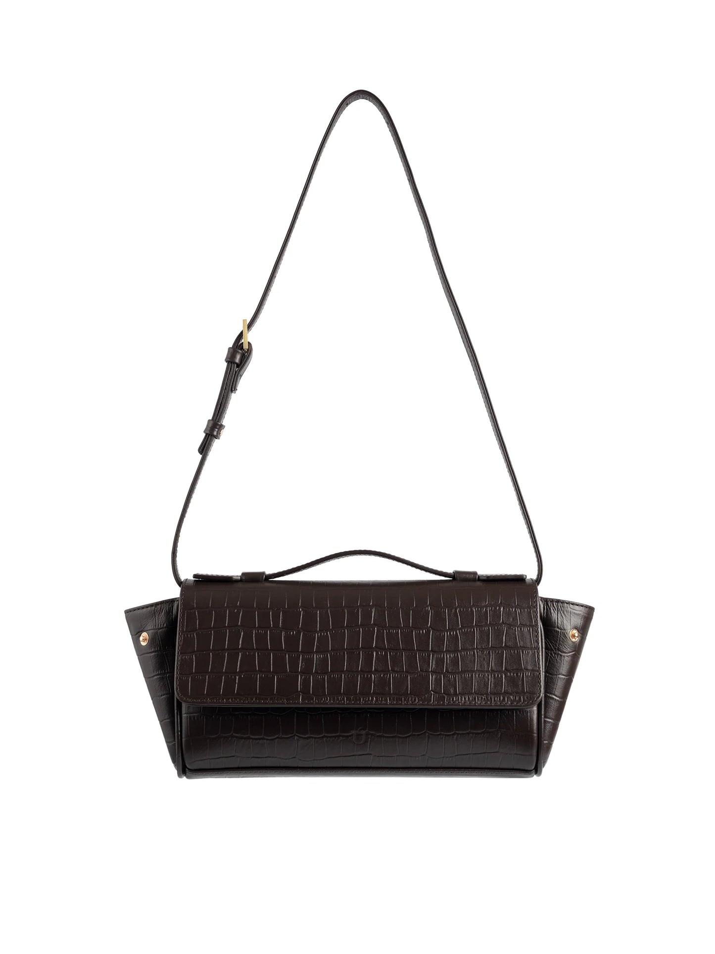 NUKOT BAGUETTE FLIP CROCO BROWN