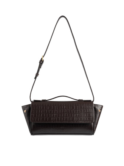 NUKOT BAGUETTE FLIP CROCO BROWN