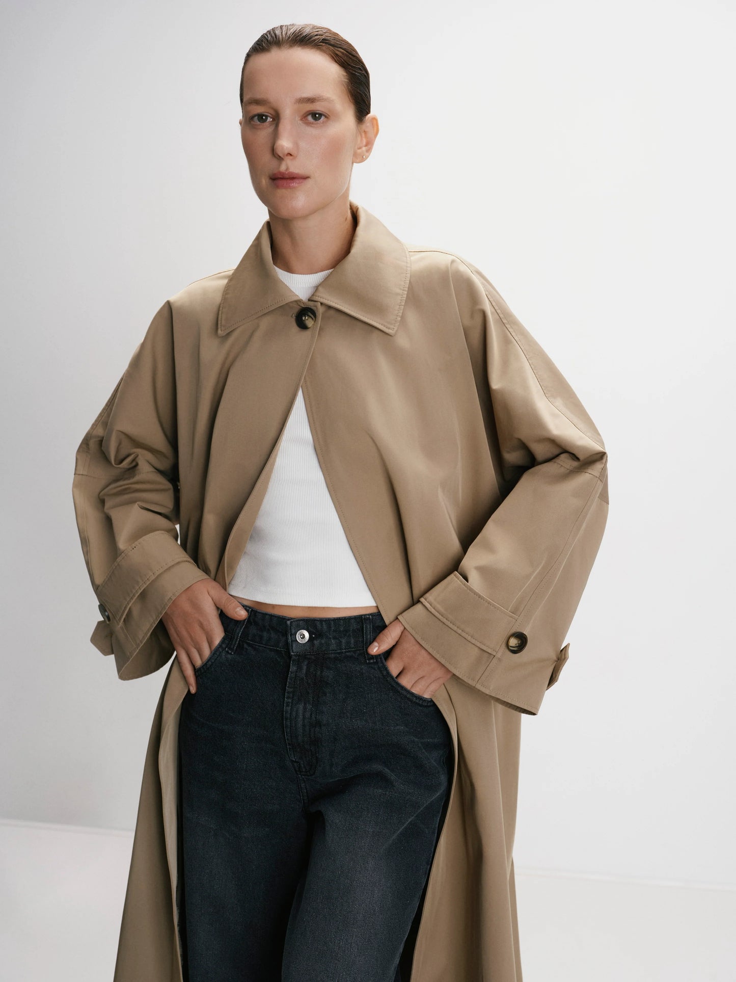 CICI COCO ТРЕНЧ БЕЖЕВИЙ МАКСІ З ПОЯСОМ COUTURE