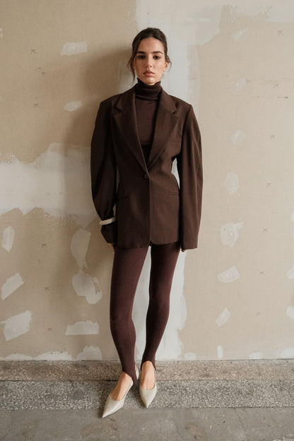 THE LACE Жiночi легінси трикотажні зі штрипками шоколадні