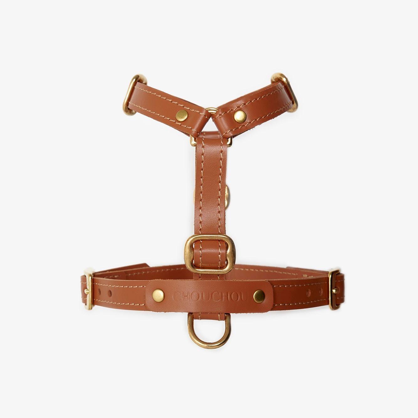 CHOU CHOU Шлея для собак шкіряна анатомічна руда "Classy"