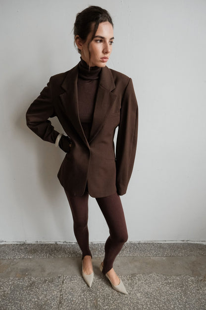 THE LACE Жiночi легінси трикотажні зі штрипками шоколадні