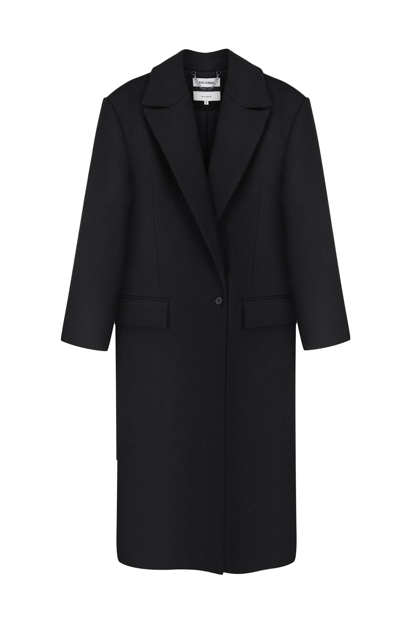 CICI COCO ПАЛЬТО ВОВНЯНЕ ПРЯМОГО КРОЮ ЧОРНЕ COUTURE