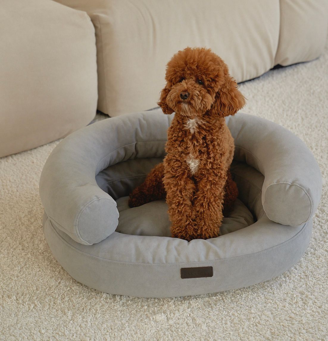 CHOU CHOU Лежак ортопедичний для собак "Marshmallow" сіро-блакитний