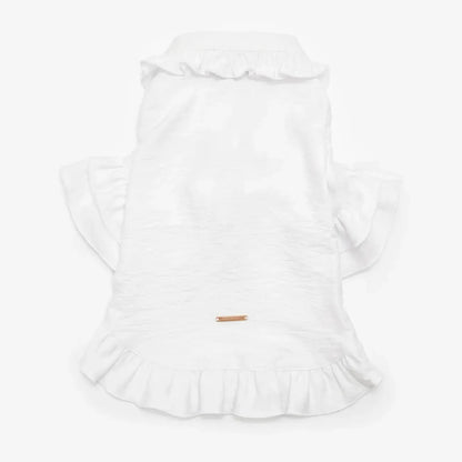 CHOU CHOU Плаття лляне з рюшами для собак біле XS (довжина спинки 29-33см)