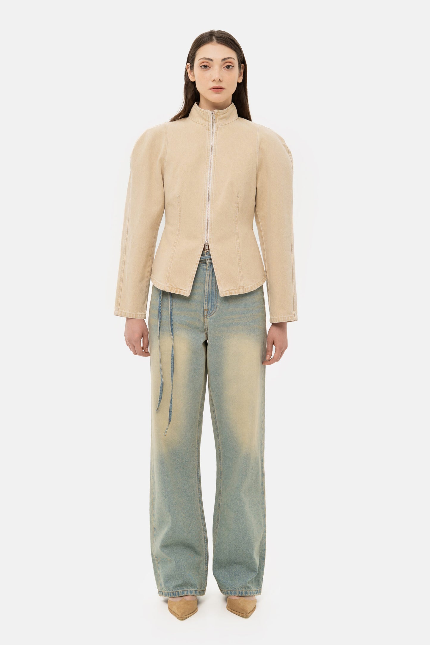MATCH DENIM Siluet Beige Jacket
