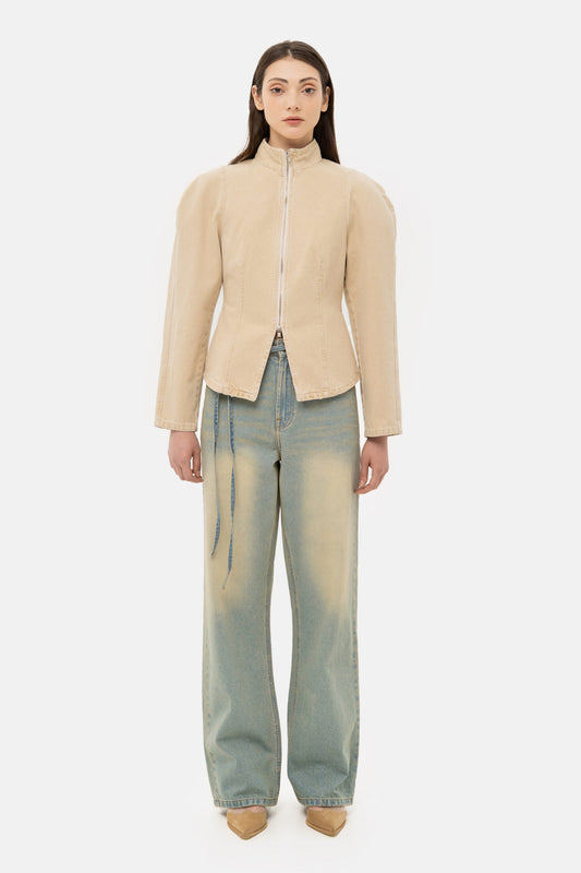 MATCH DENIM Siluet Beige Jacket