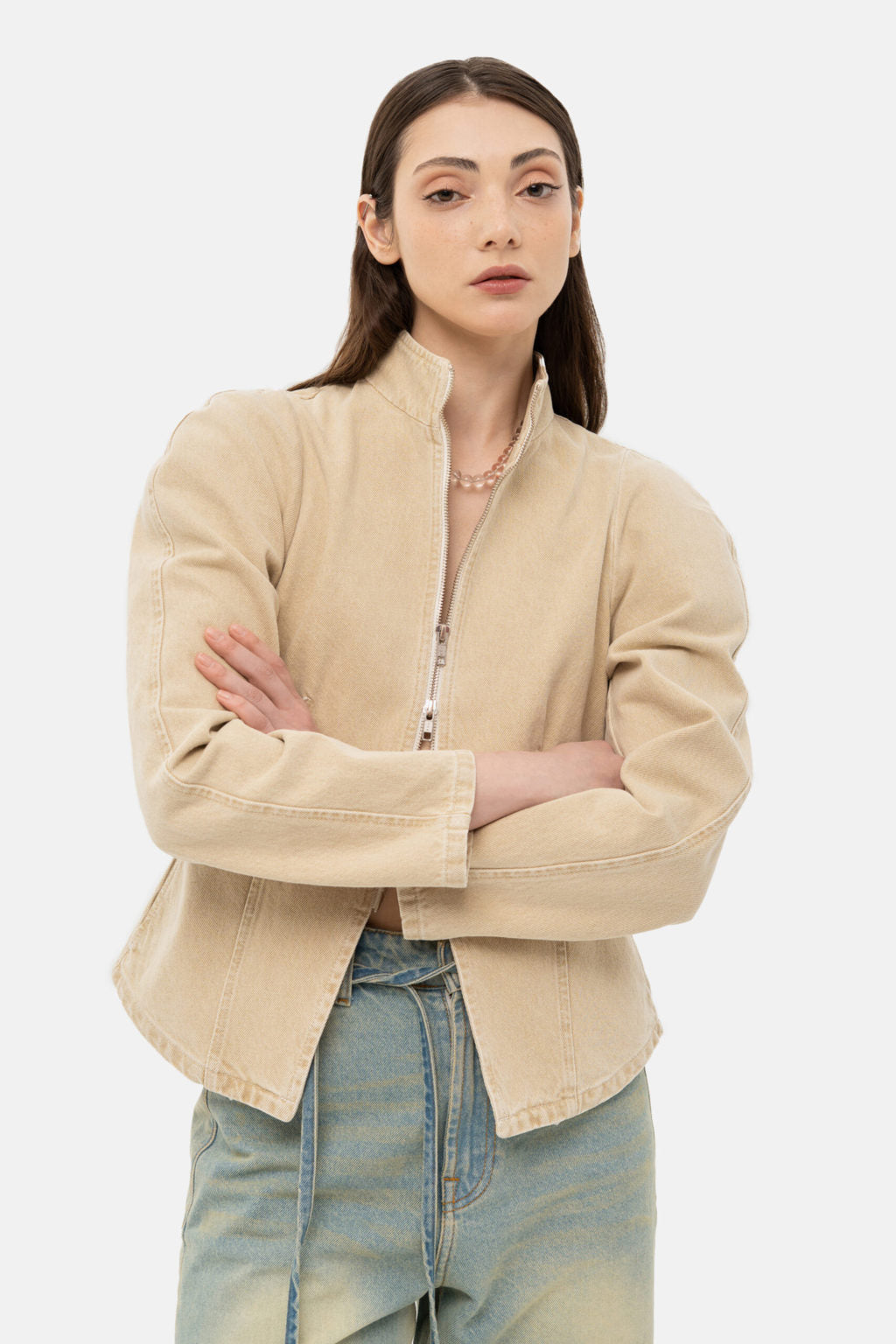 MATCH DENIM Siluet Beige Jacket