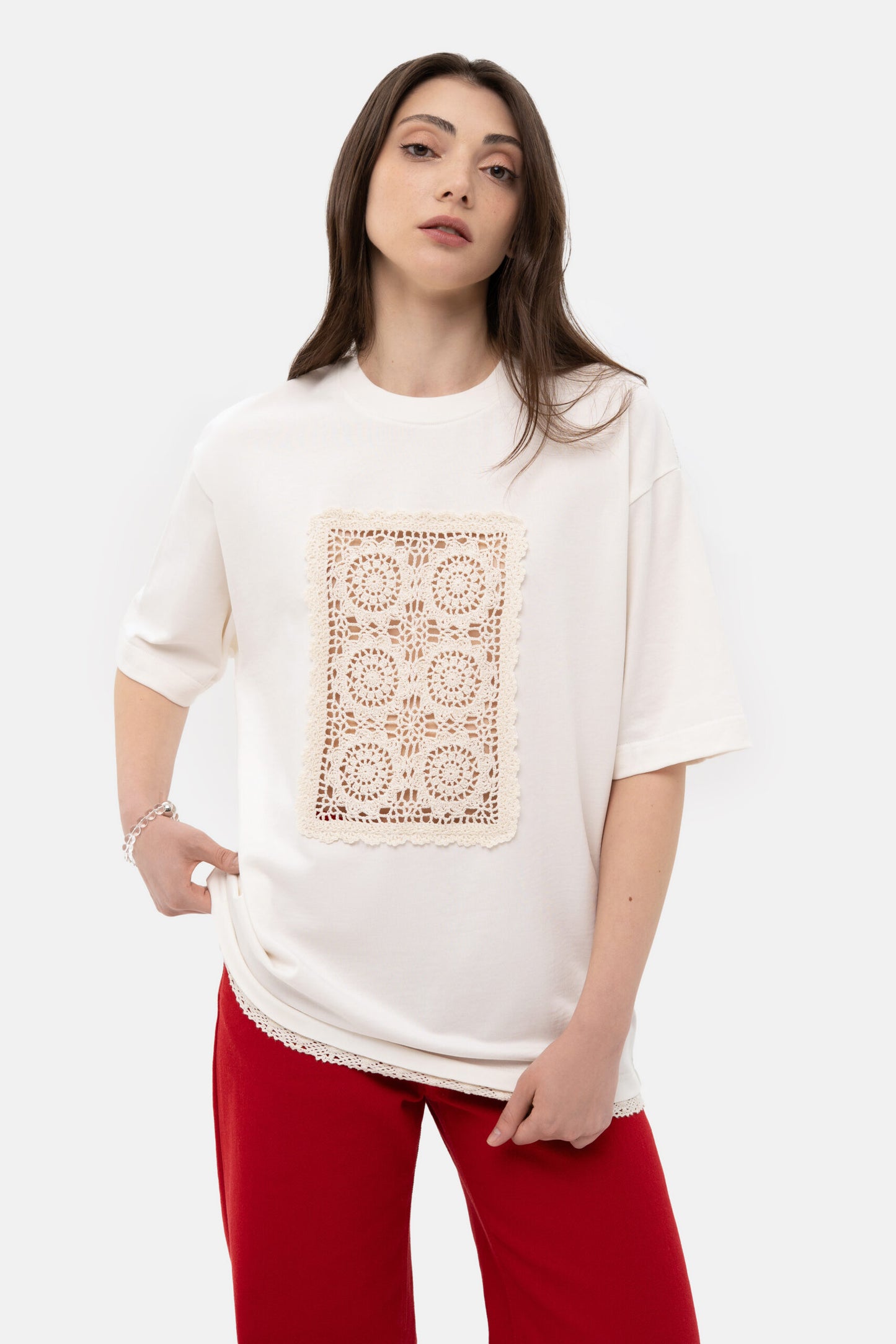 MATCH DENIM Milk Crochet T-Shirt