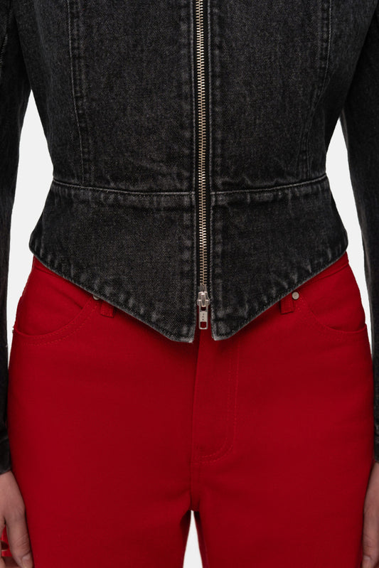 MATCH DENIM Ruffled Denim Jacket