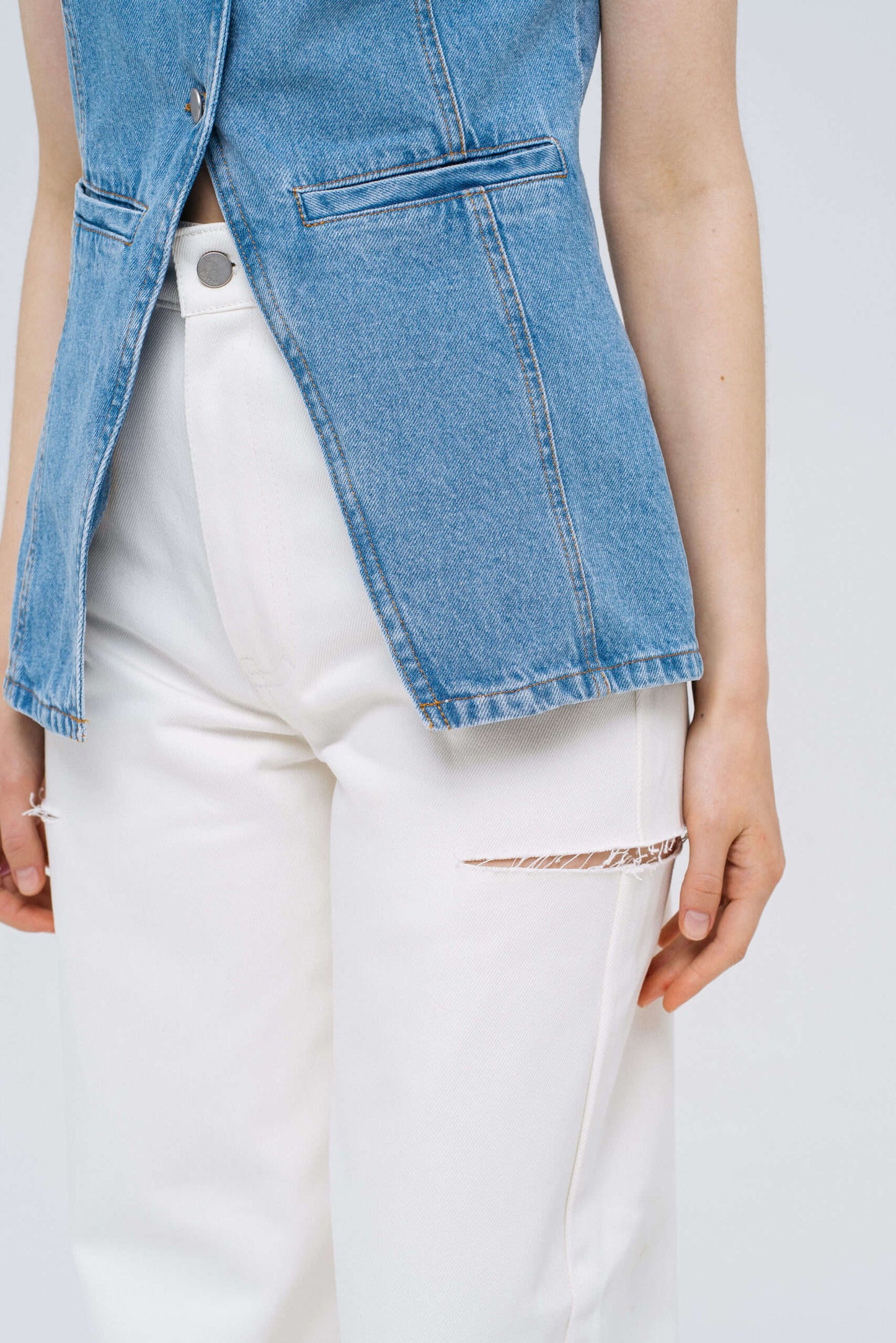 MATCH DENIM White Jeans with rips