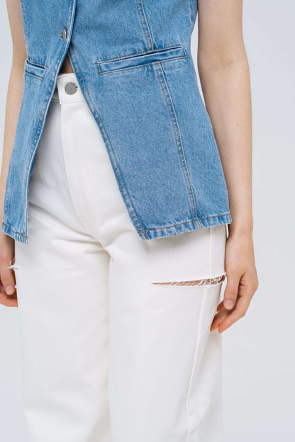 MATCH DENIM White Jeans with rips