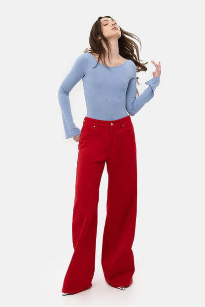 MATCH DENIM Red Baggy Jeans