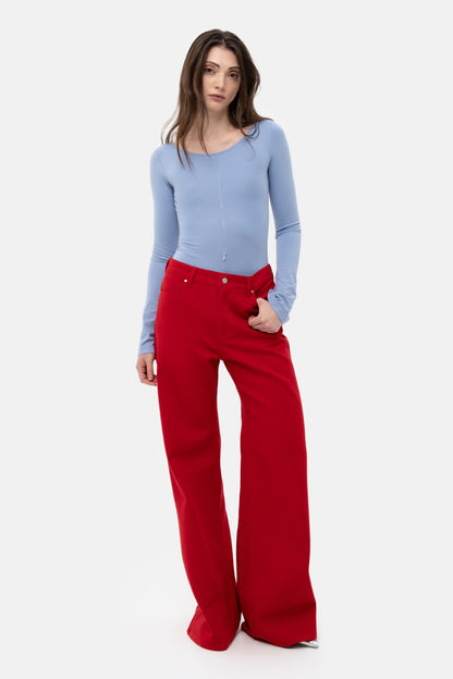 MATCH DENIM Red Baggy Jeans