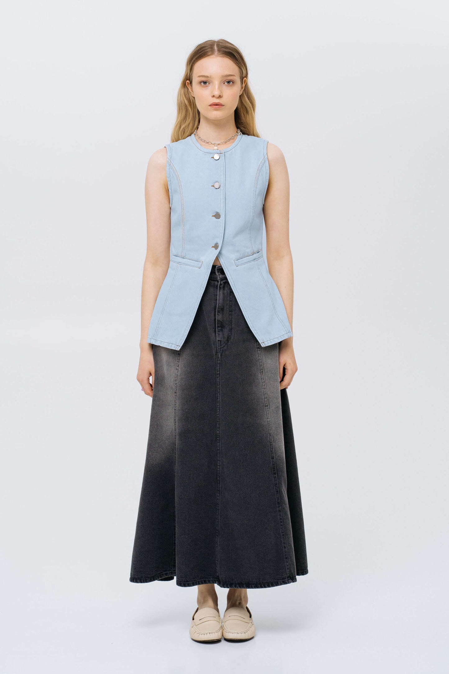 MATCH DENIM Light Blue Denim Vest