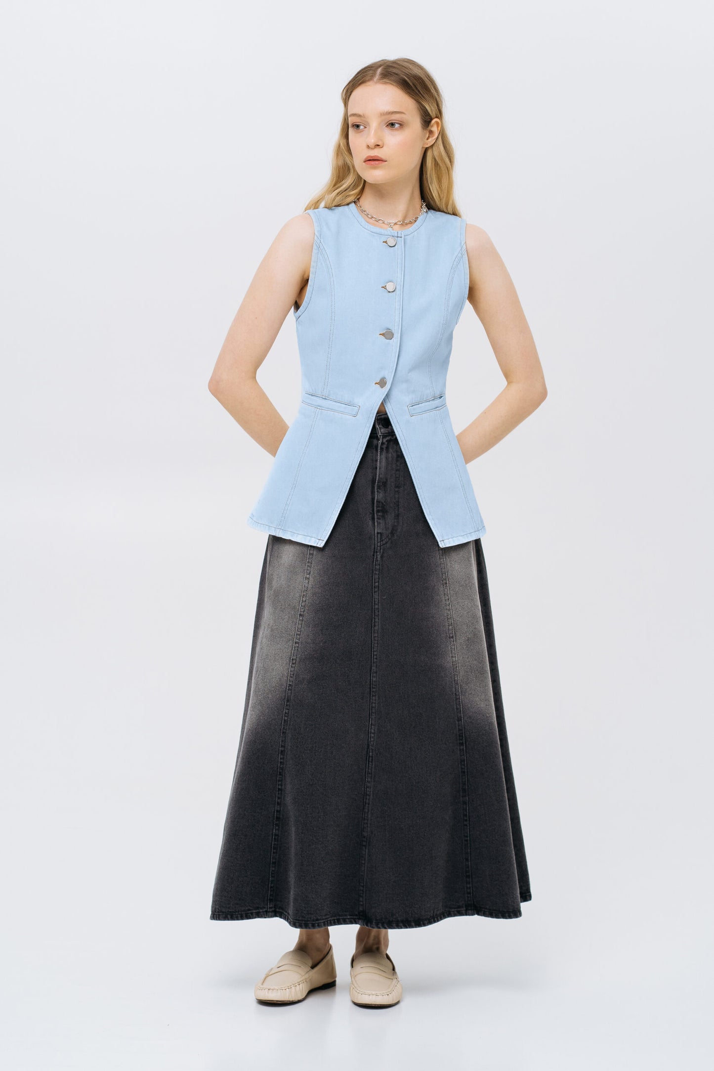 MATCH DENIM Light Blue Denim Vest