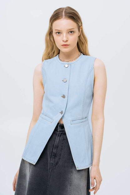 MATCH DENIM Light Blue Denim Vest