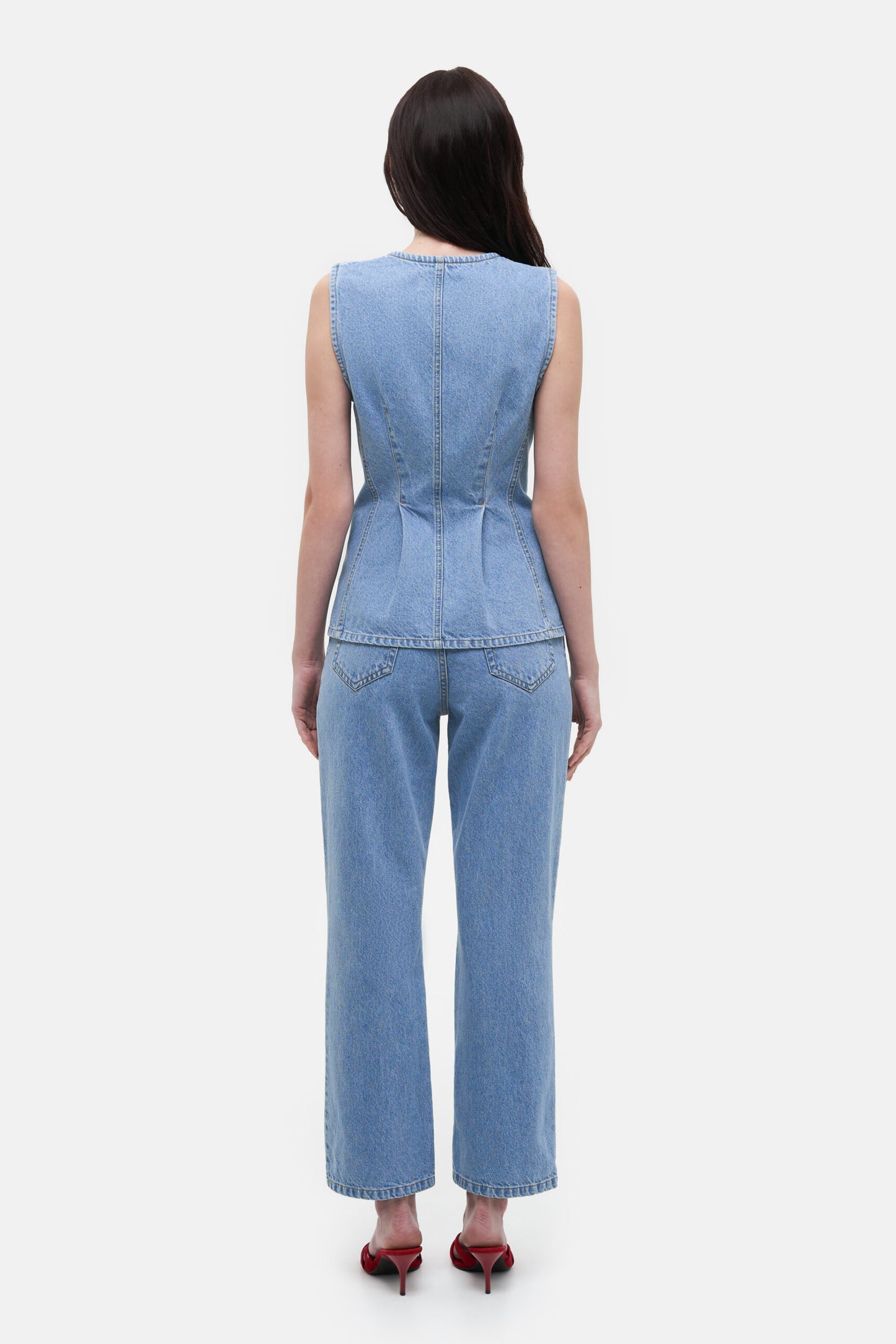 MATCH DENIM Denim Vest with Pockets
