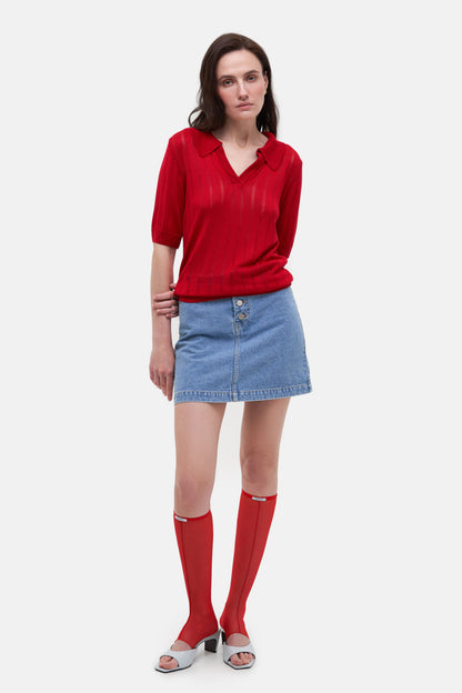 MATCH DENIM Red Knit Polo