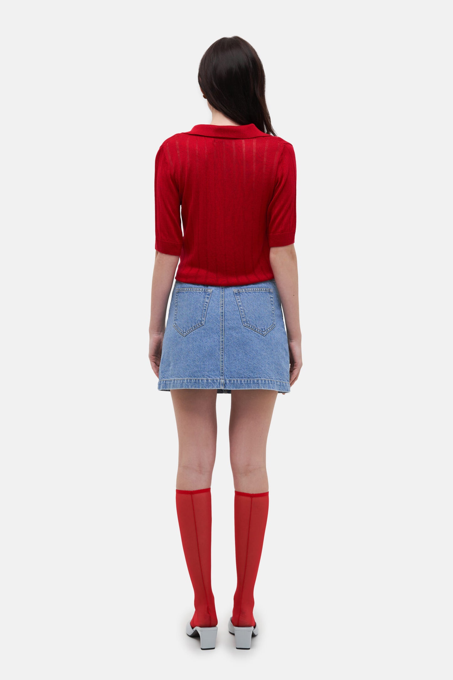 MATCH DENIM Red Knit Polo