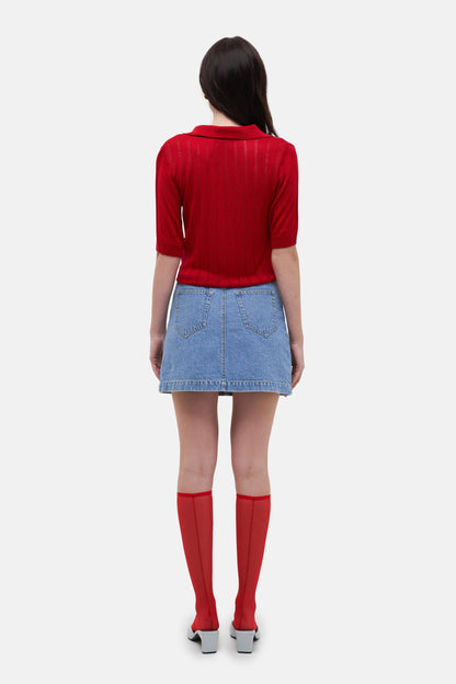 MATCH DENIM Red Knit Polo