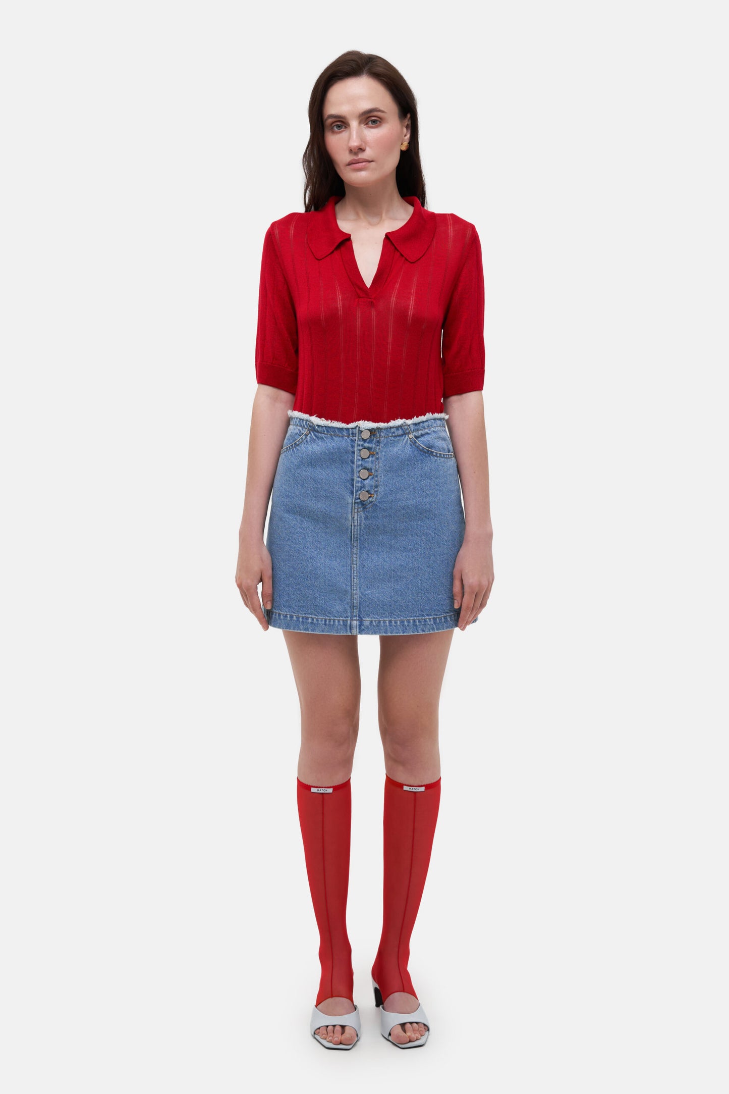MATCH DENIM Beltless Mini Skirt