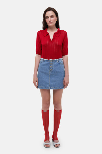 MATCH DENIM Beltless Mini Skirt