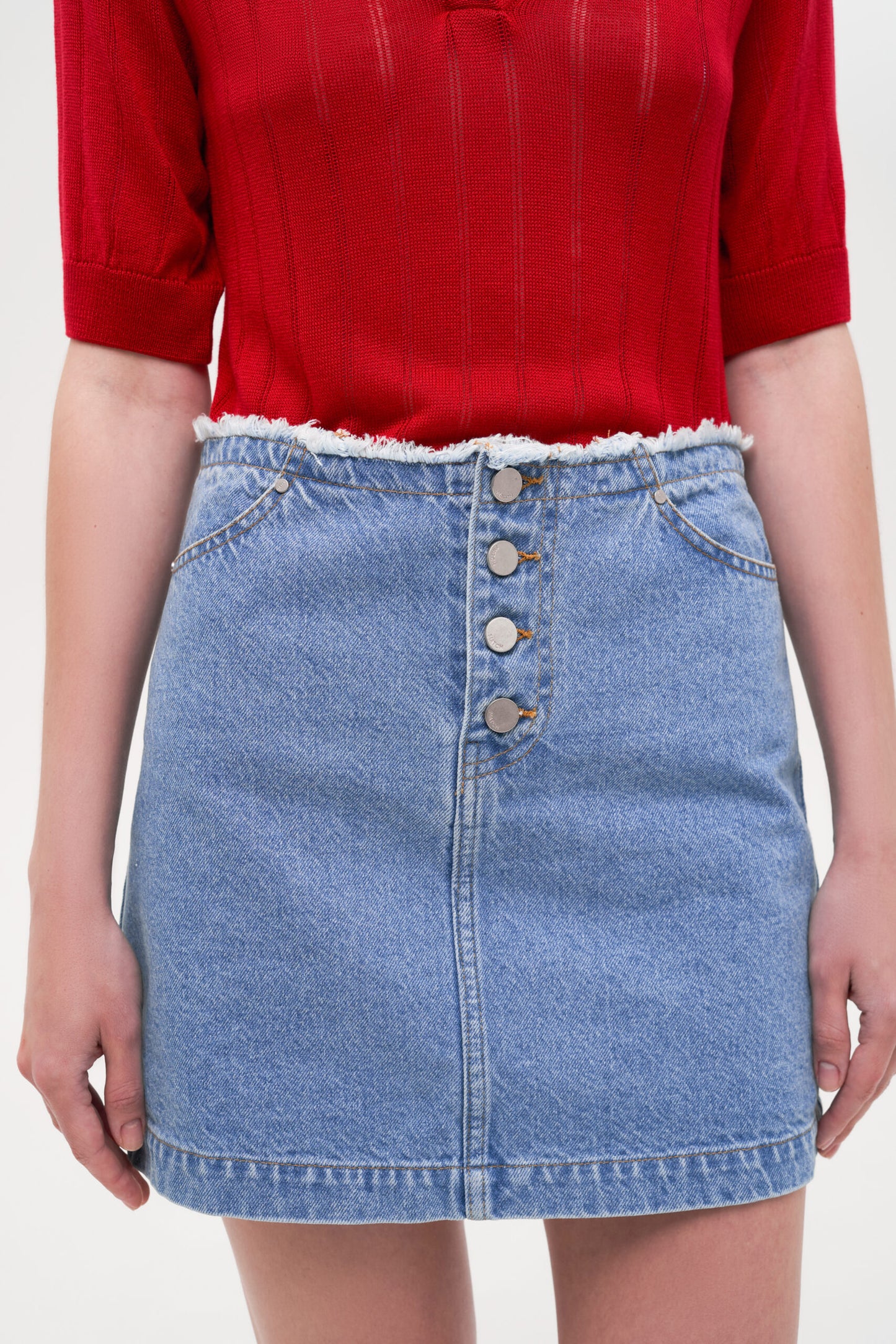 MATCH DENIM Beltless Mini Skirt