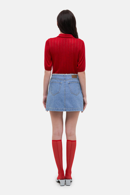 MATCH DENIM Beltless Mini Skirt