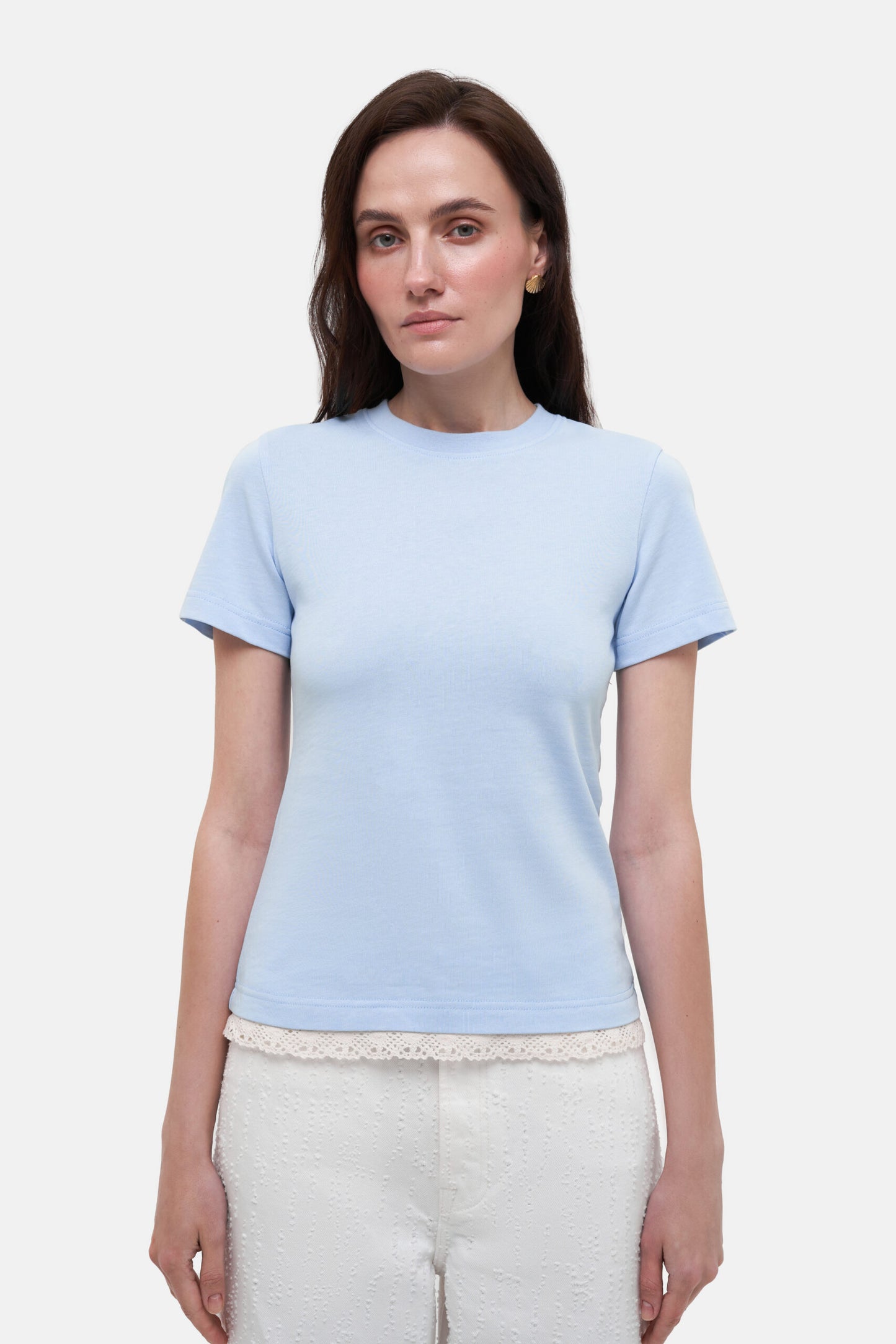 MATCH DENIM Blue T-Shirt with crochet trim
