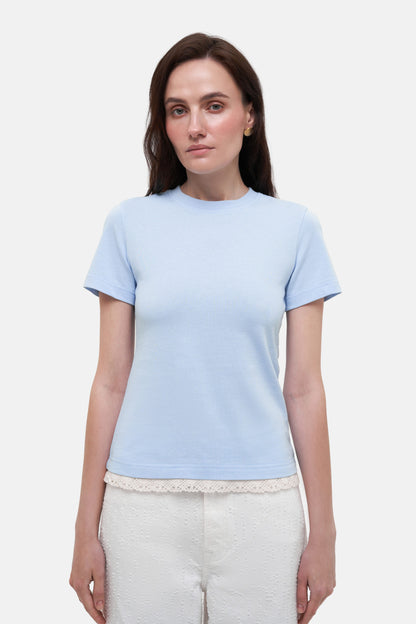 MATCH DENIM Blue T-Shirt with crochet trim