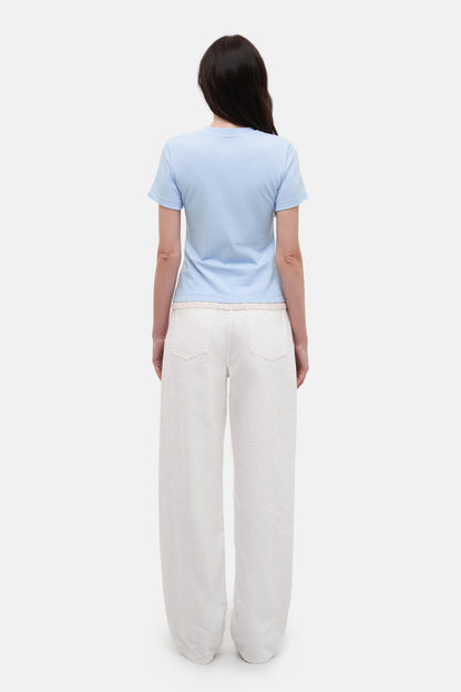 MATCH DENIM Blue T-Shirt with crochet trim