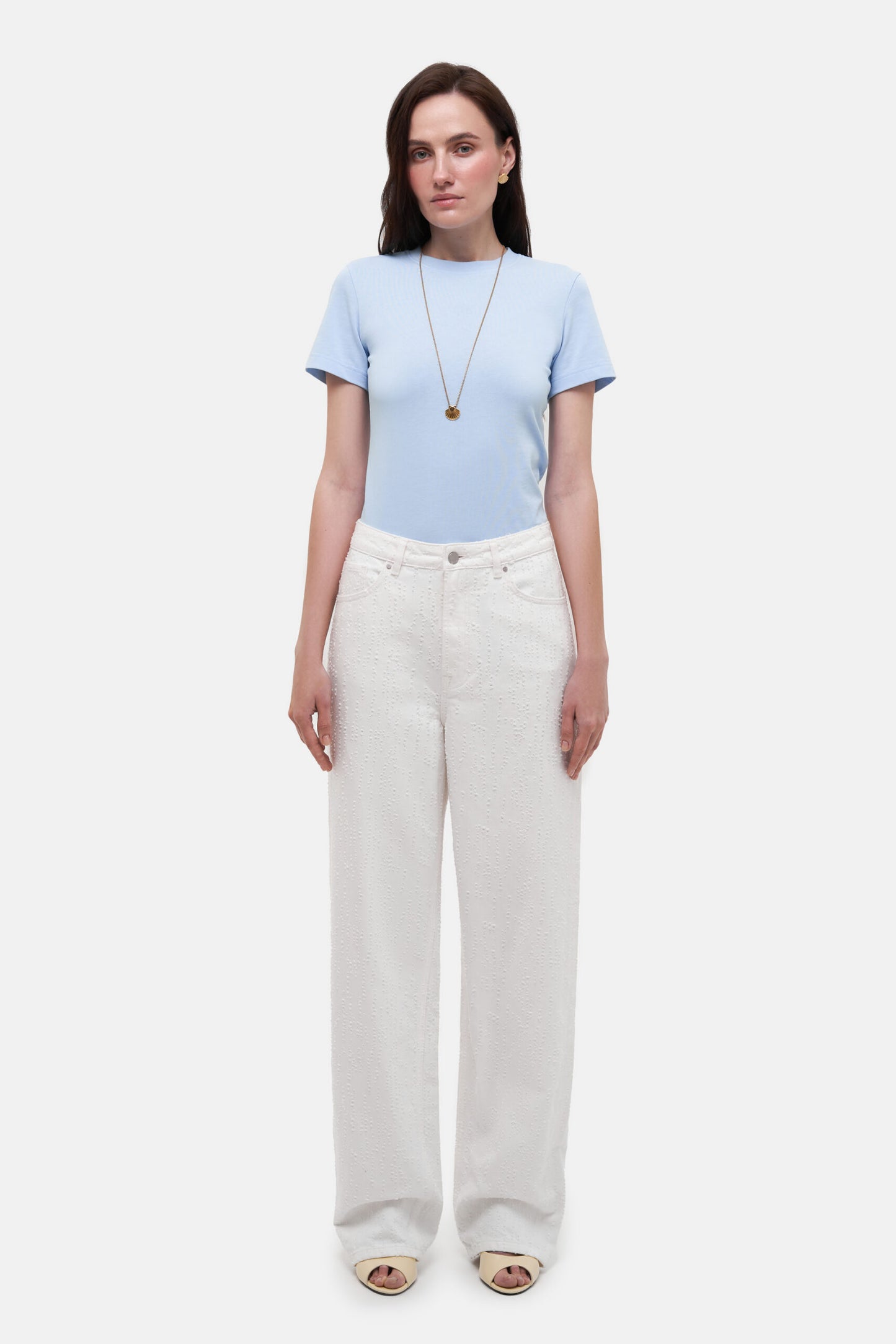 MATCH DENIM Perforated White Jeans