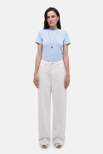 MATCH DENIM Perforated White Jeans