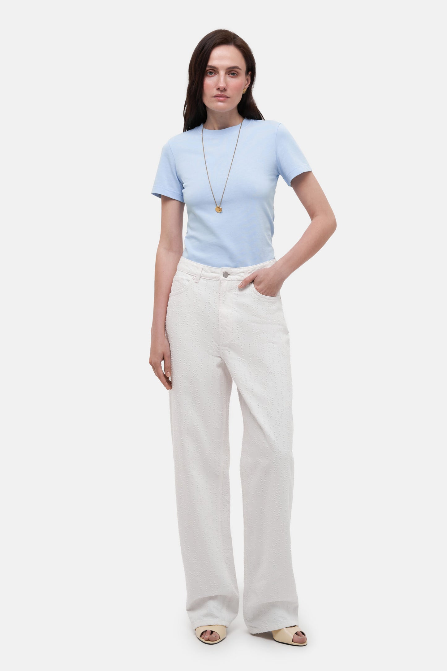 MATCH DENIM Perforated White Jeans