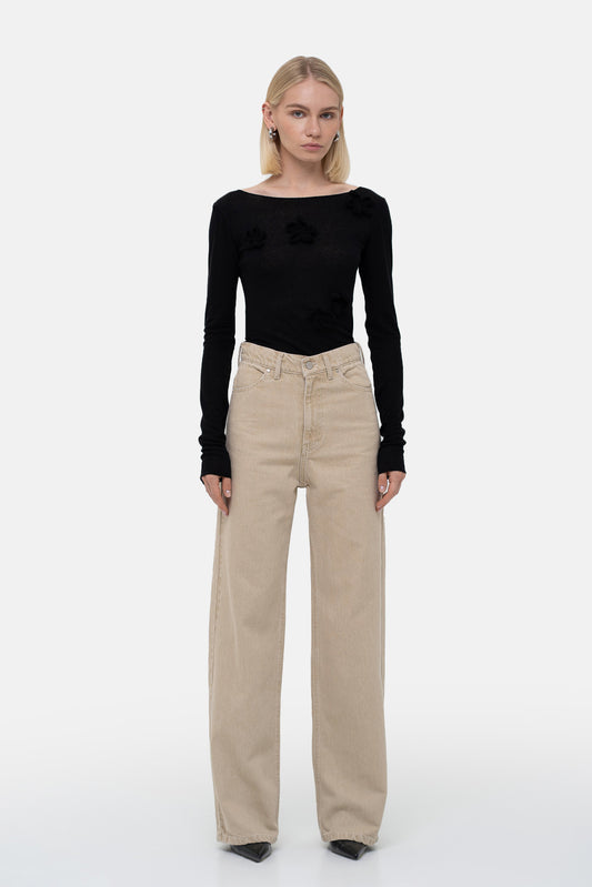 MATCH DENIM Baggy Beige Jeans